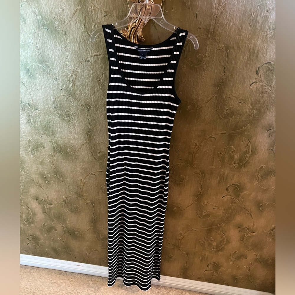 French Connection Striped Midi Dress - Black and White